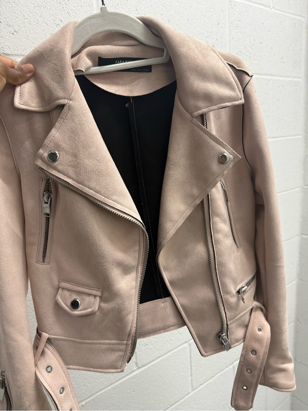 Zara Blush Pink Suede Moto Jacket